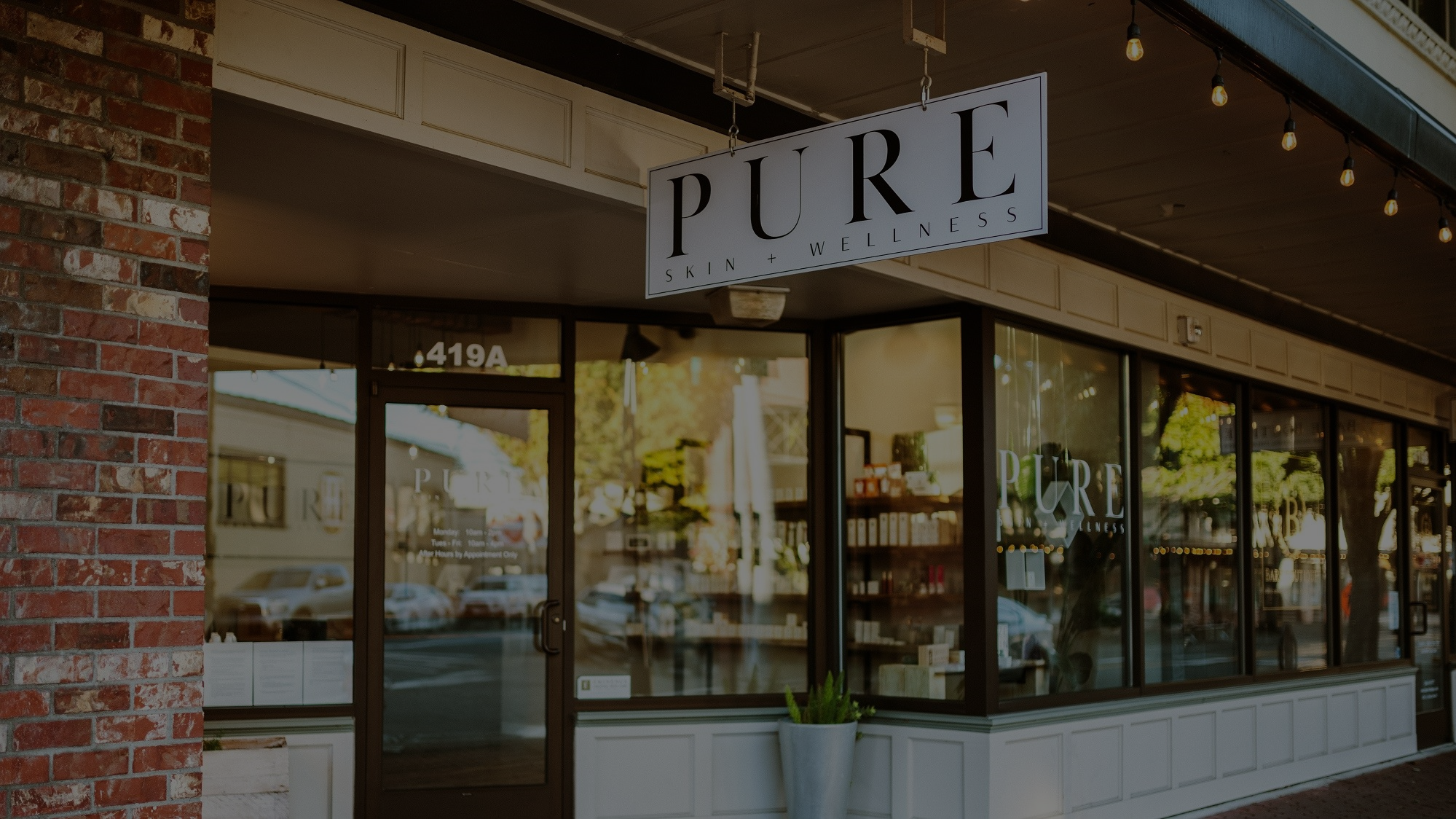 pure skin + wellness spa storefront